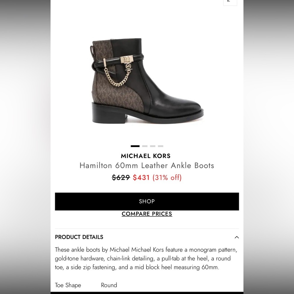 Michael Kors Black and Brown Leather Ankle Boots - Picture 4 of 14